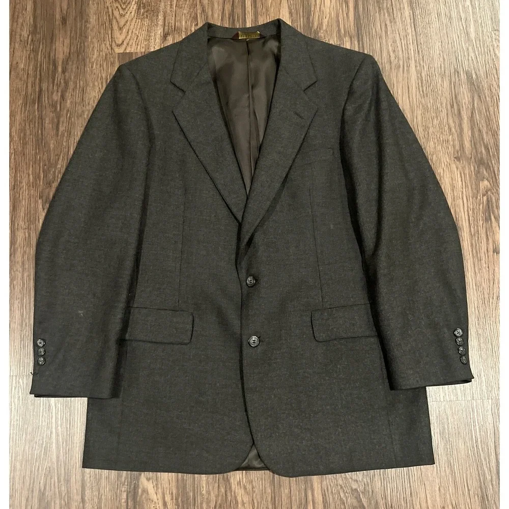 NORDSTROM Mens Blazer Sport Coat Casual Jacket Size 42R Pure Wool Plaid Gray